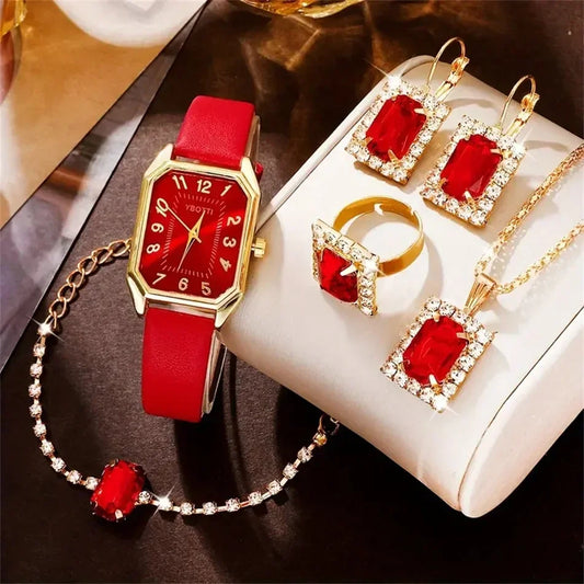 LOW STOCK! Luxury Square Dial Women's Quartz Watch – Blue Leather Band