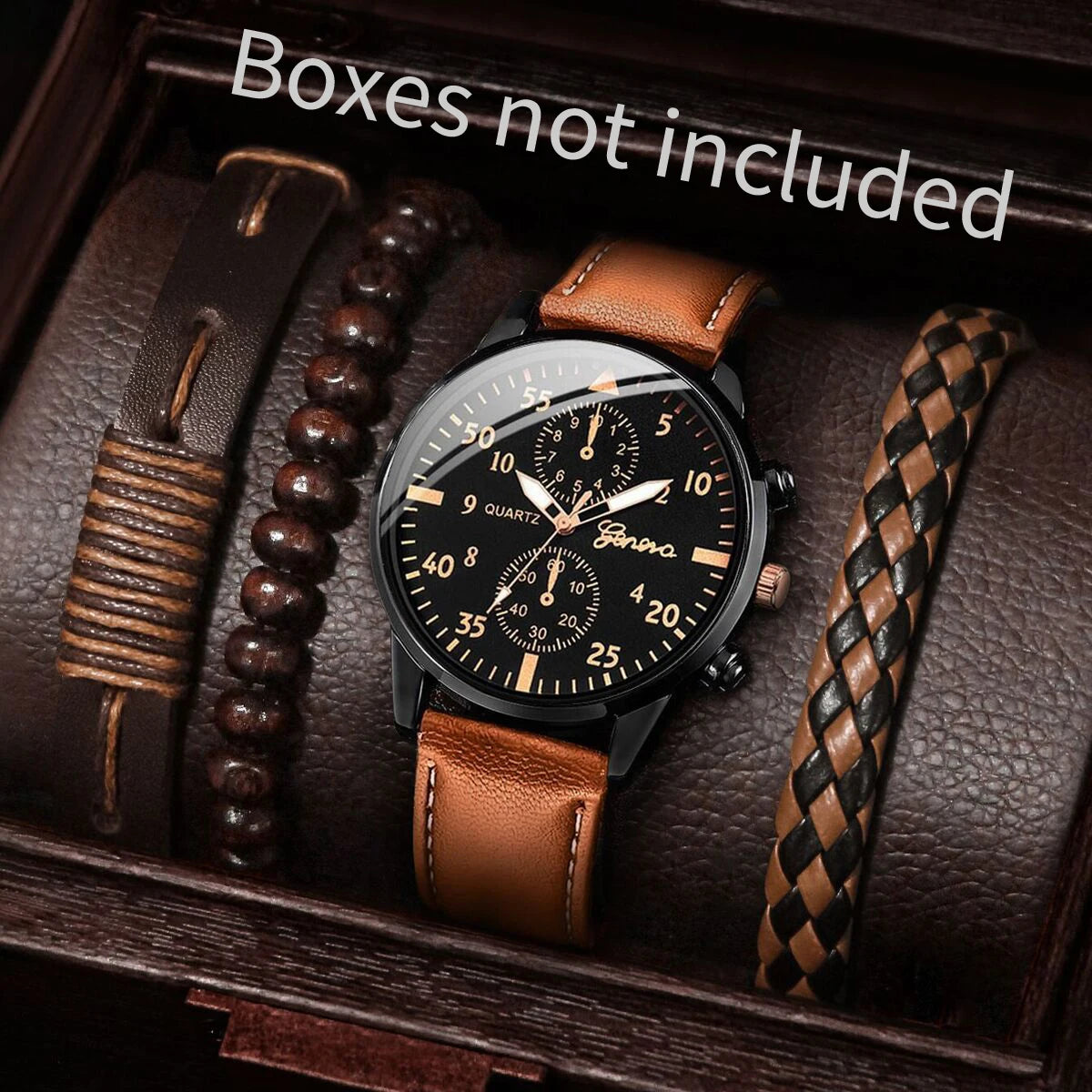 Men’s Nylon Strap Watch & Bracelet Set – 4/5PCS