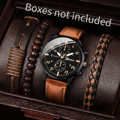 Men’s Nylon Strap Watch & Bracelet Set – 4/5PCS