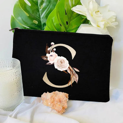 Floral Canvas Cosmetic Bag – Travel Makeup & Toiletry Pouch