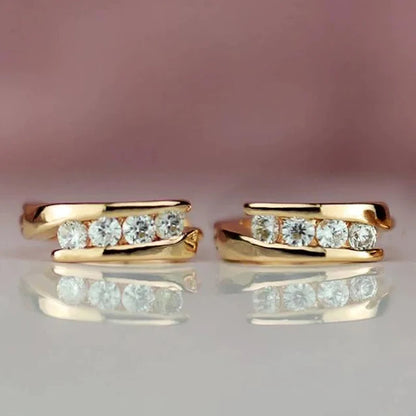 Gold Hoop Earrings with Cubic Zirconia Accents