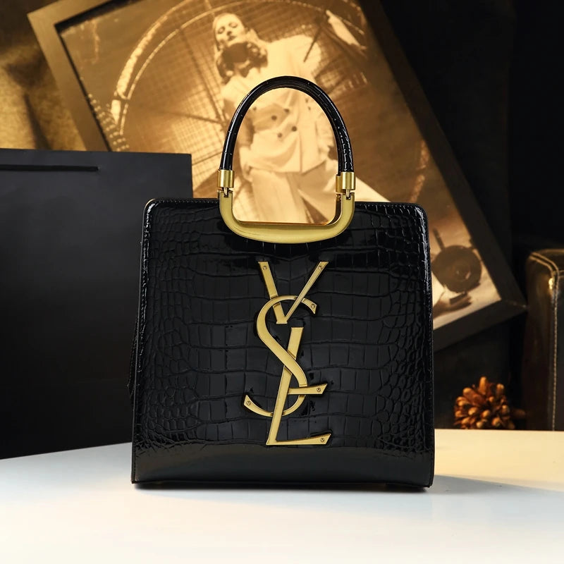 St Laurell Crocodile-Texture Luxury Tote Shoulder Bag