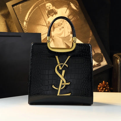 St Laurell Crocodile-Texture Luxury Tote Shoulder Bag