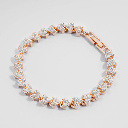 Roman Heart Crystal Chain Bracelet – Lovers' Edition