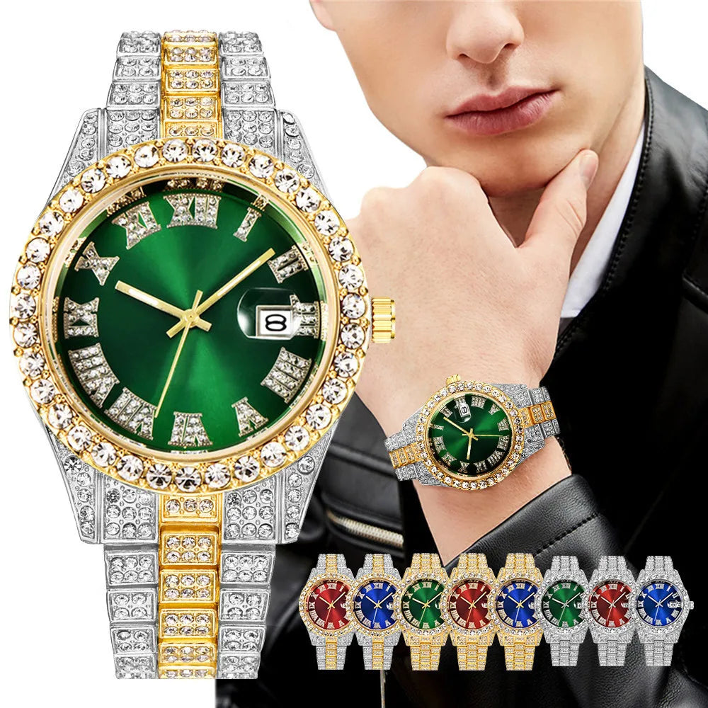 Gold Roman Calendar Watch – Stainless Steel Men and Ladies Quartz