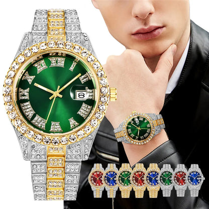 Gold Roman Calendar Watch – Stainless Steel Men and Ladies Quartz
