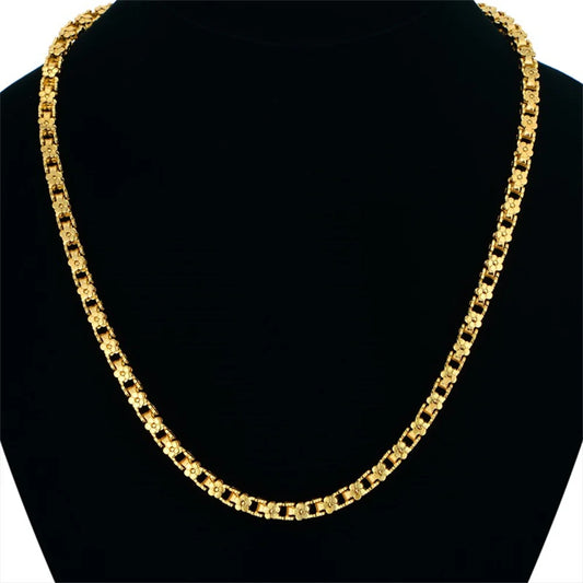 Chunky Gold Box Chain Necklace – 5mm Men’s Statement Neck Piece