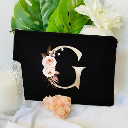 Floral Canvas Cosmetic Bag – Travel Makeup & Toiletry Pouch