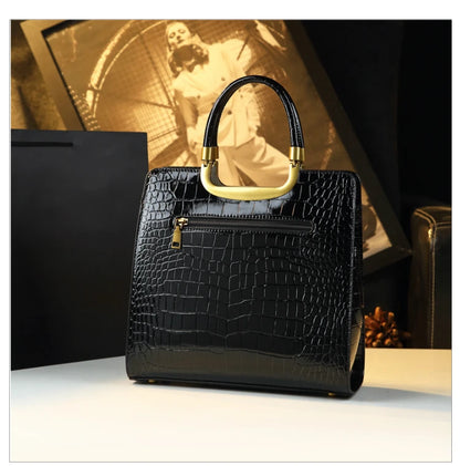 St Laurell Crocodile-Texture Luxury Tote Shoulder Bag