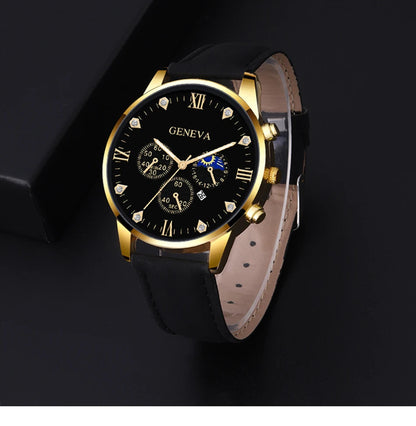 Geneva Men and Ladies Luxury Leather Watch with Bonus Gift