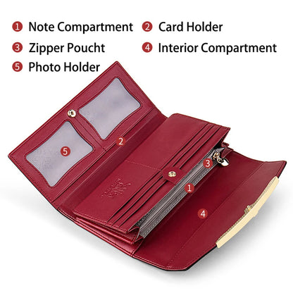 Luxury Leather Long Wallet – RFID Secure with Phone and Card Pockets