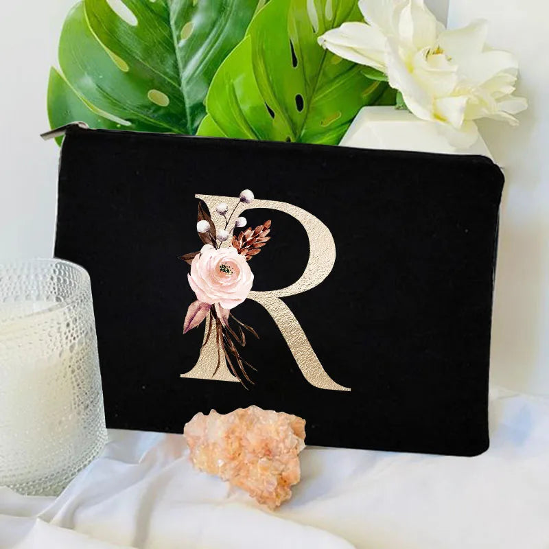 Floral Canvas Cosmetic Bag – Travel Makeup & Toiletry Pouch