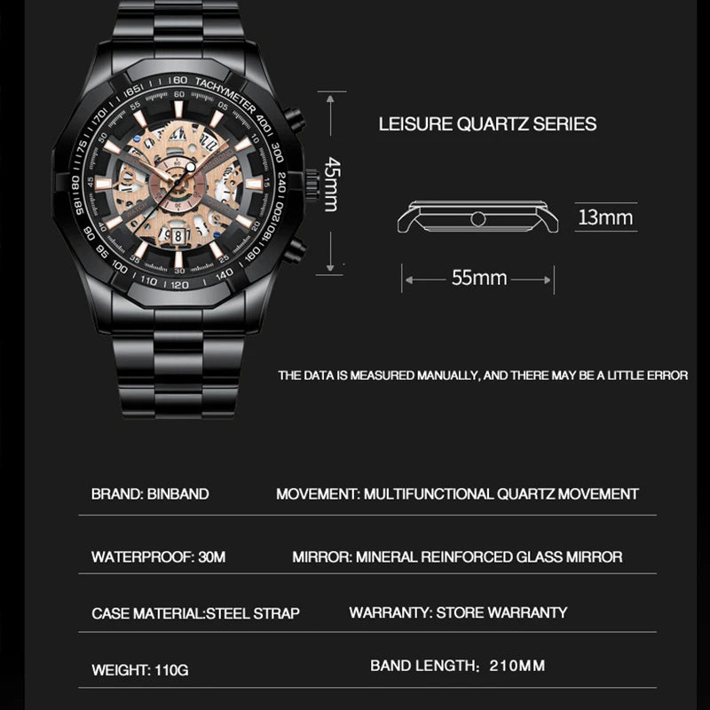 BINBOND Men’s Luxury Quartz Watch with Calendar
