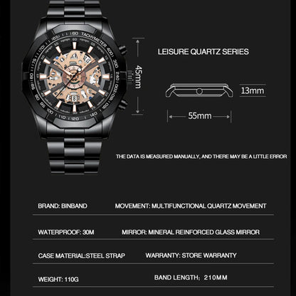 BINBOND Men’s Luxury Quartz Watch with Calendar