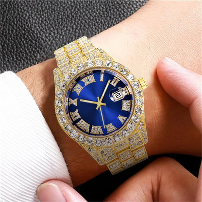 Gold Roman Calendar Watch – Stainless Steel Men and Ladies Quartz