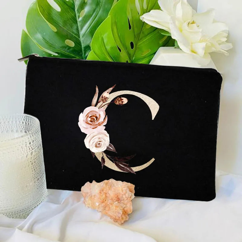 Floral Canvas Cosmetic Bag – Travel Makeup & Toiletry Pouch