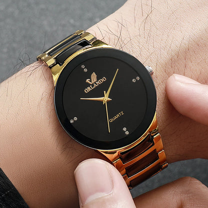 Elegant Couple’s Stainless Steel Watch Set – Fashion Quartz Collection