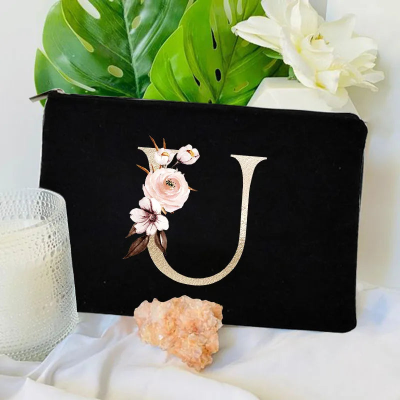 Floral Canvas Cosmetic Bag – Travel Makeup & Toiletry Pouch