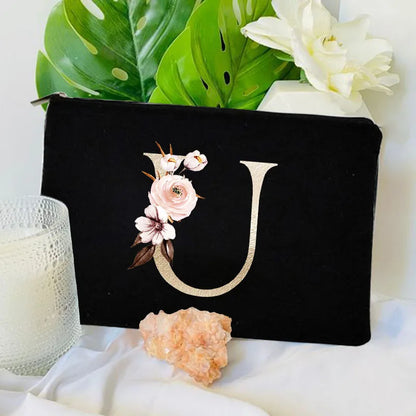 Floral Canvas Cosmetic Bag – Travel Makeup & Toiletry Pouch