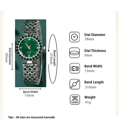 Luxury Women's Heart Rhinestone Watch & Jewelry Set – 5PCS