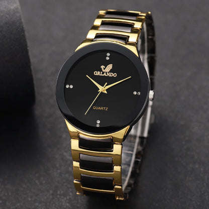 Elegant Couple’s Stainless Steel Watch Set – Fashion Quartz Collection