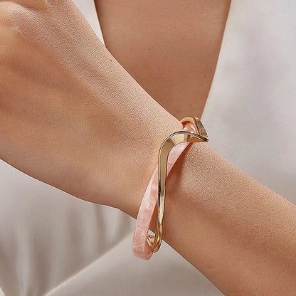 Geometric White Shell Cuff Bracelet
