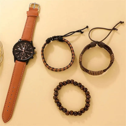 The Relogio Masculino Set - Brown Leather Quartz
