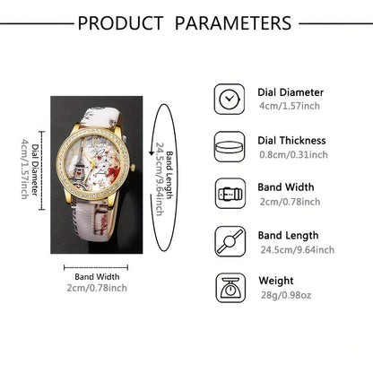 Women's 5PCS Retro Quartz Watch & Beaded Bracelet Set