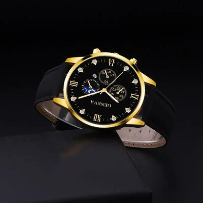 Geneva Men and Ladies Luxury Leather Watch with Bonus Gift