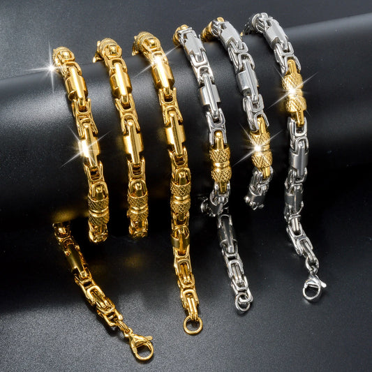 Couples Byzantine Chain Necklaces – His & Hers Stainless Steel Statement Jewelry