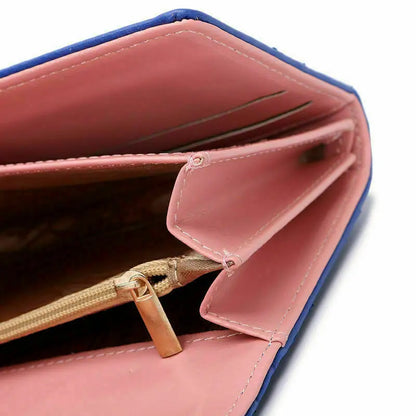 Diamond Pattern Elegant Wallet With Crown Buckle