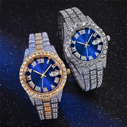 Gold Roman Calendar Watch – Stainless Steel Men and Ladies Quartz