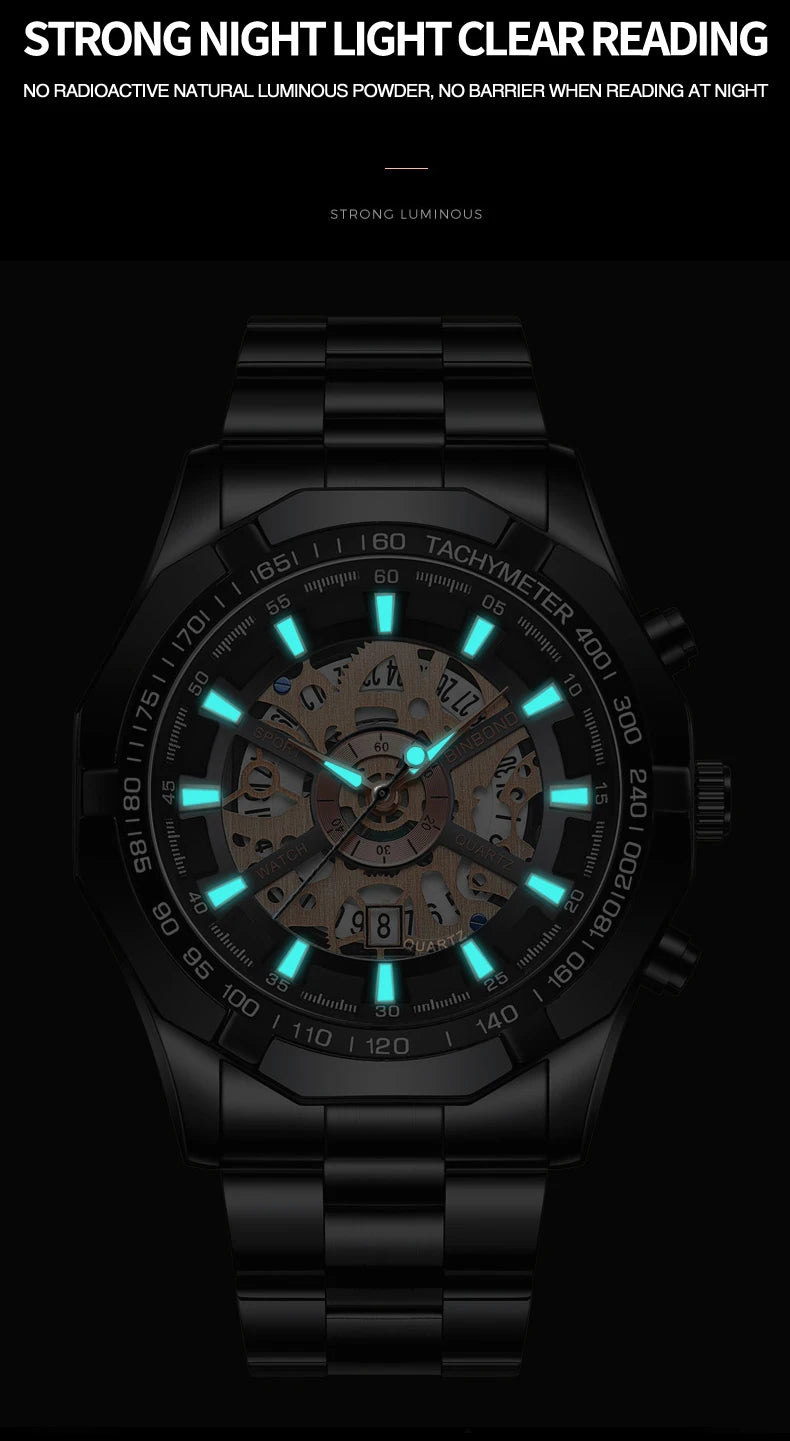 BINBOND Men’s Luxury Quartz Watch with Calendar