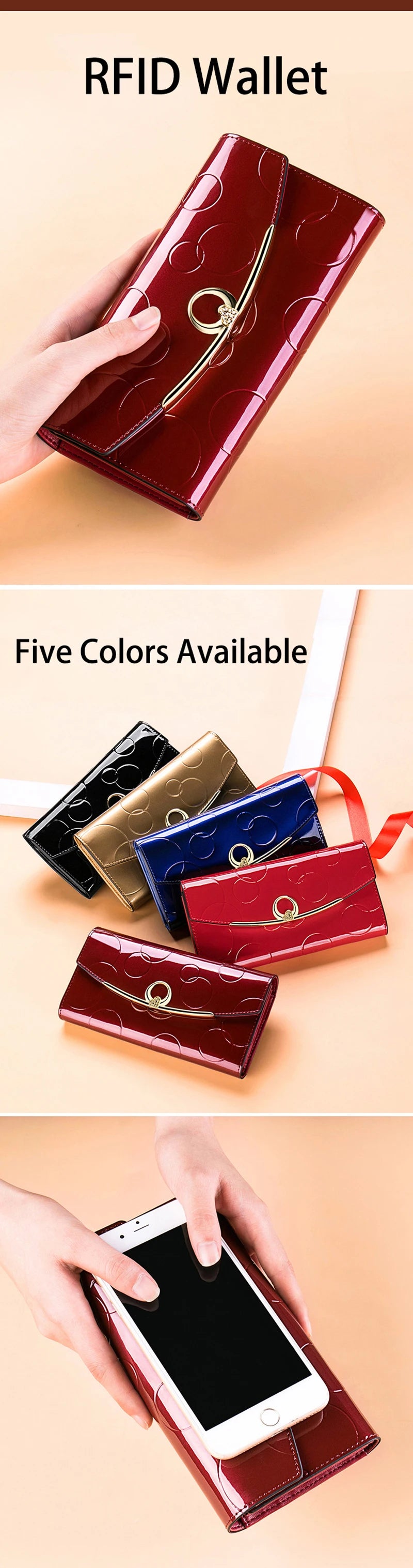 Luxury Leather Long Wallet – RFID Secure with Phone and Card Pockets