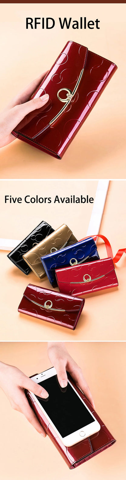 Luxury Leather Long Wallet – RFID Secure with Phone and Card Pockets