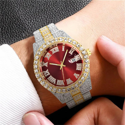 Gold Roman Calendar Watch – Stainless Steel Men and Ladies Quartz