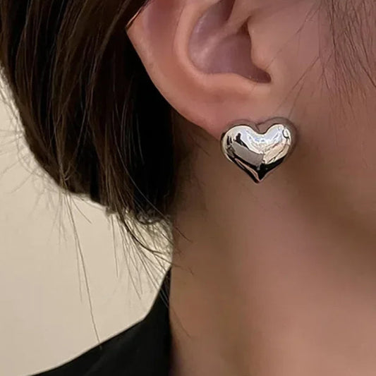 Lats Gold or Silver Heart Stud Earrings