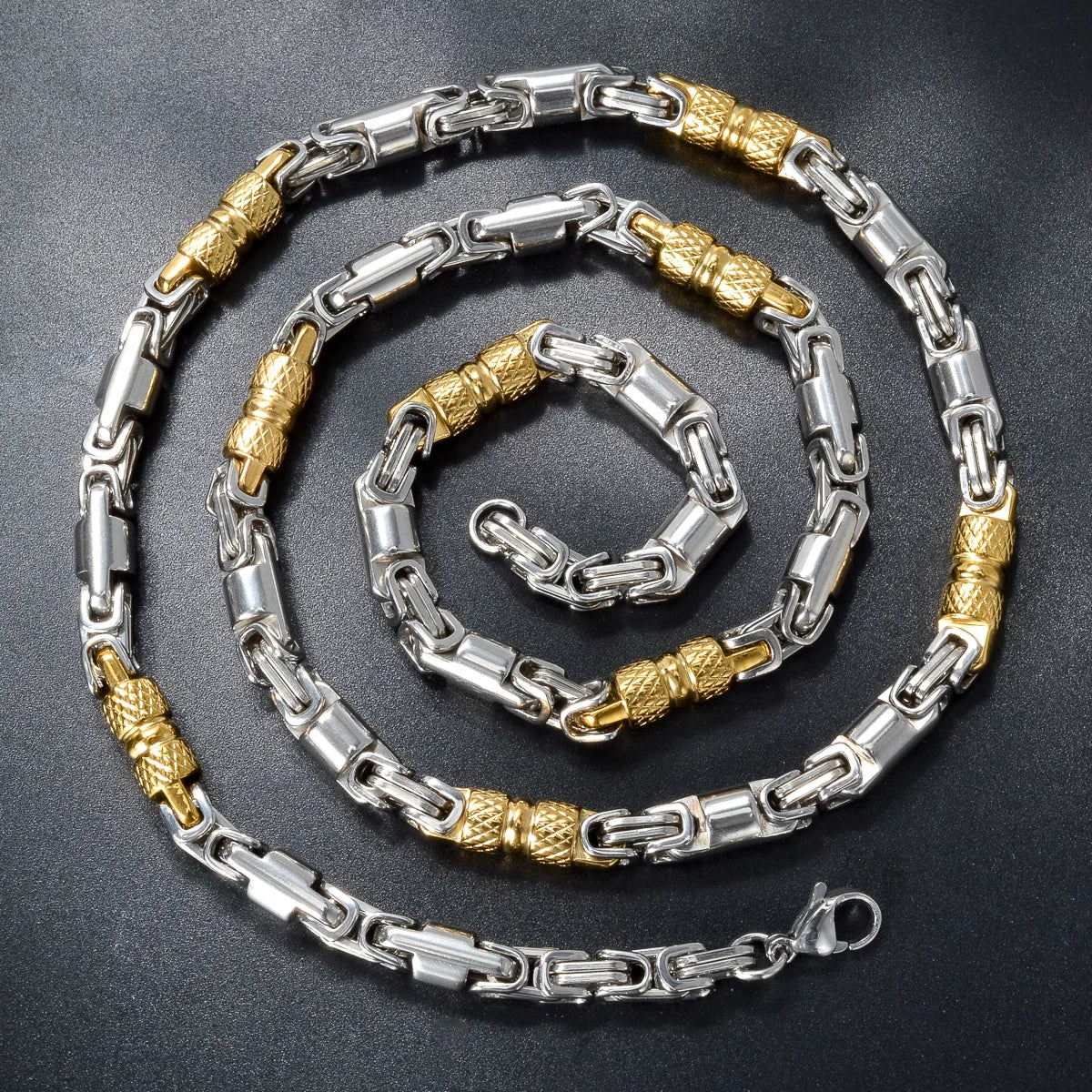 Couples Byzantine Chain Necklaces – His & Hers Stainless Steel Statement Jewelry