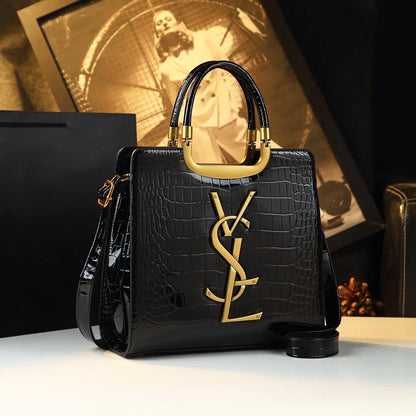 St Laurell Crocodile-Texture Luxury Tote Shoulder Bag