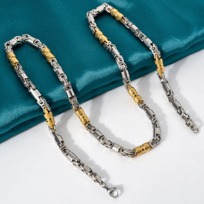 Couples Byzantine Chain Necklaces – His & Hers Stainless Steel Statement Jewelry