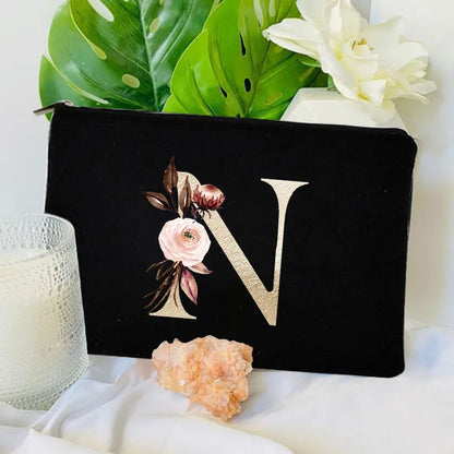 Floral Canvas Cosmetic Bag – Travel Makeup & Toiletry Pouch