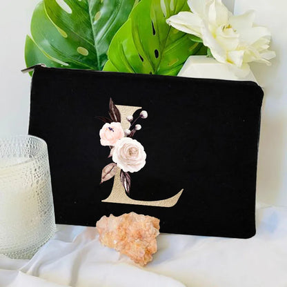 Floral Canvas Cosmetic Bag – Travel Makeup & Toiletry Pouch