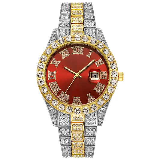 Gold Roman Calendar Watch – Stainless Steel Men and Ladies Quartz