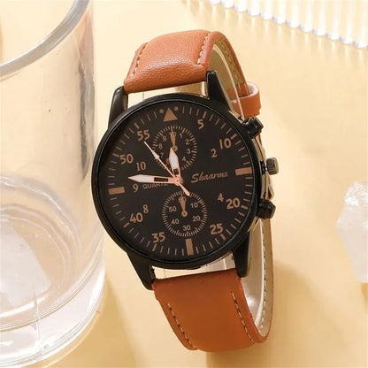 The Relogio Masculino Set - Brown Leather Quartz