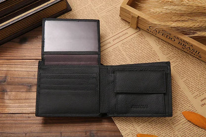 Premium Genuine Leather Men's Wallet – Compact Cowhide Bifold