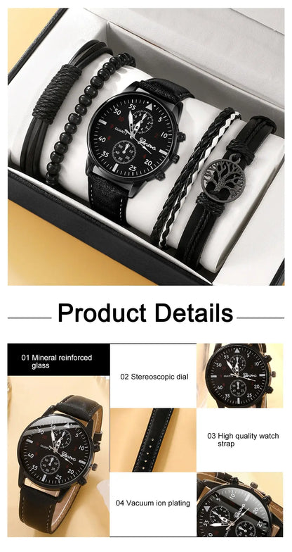 The Relogio Masculino Set - Brown Leather Quartz