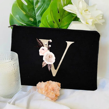 Floral Canvas Cosmetic Bag – Travel Makeup & Toiletry Pouch