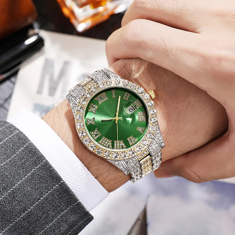 Gold Roman Calendar Watch – Stainless Steel Men and Ladies Quartz