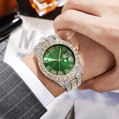 Gold Roman Calendar Watch – Stainless Steel Men and Ladies Quartz