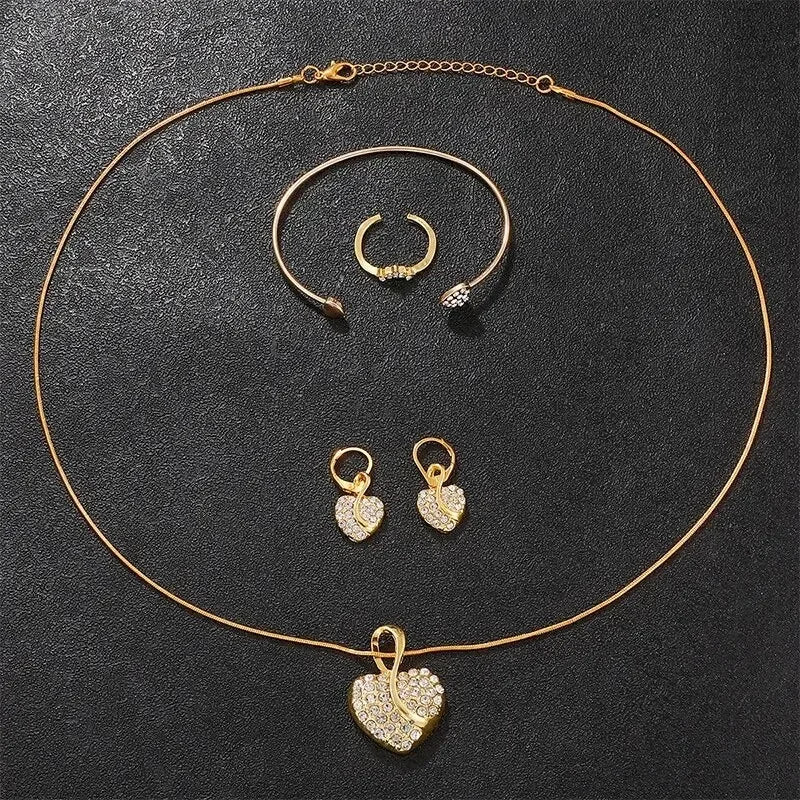Luxury 6PCS Women's Rhinestone Watch & Jewelry Set